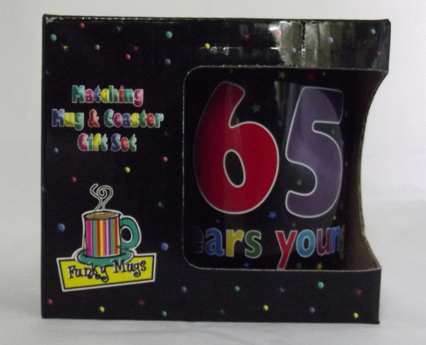 65th Birthday Mug & Coaster Set. 65 Years Young. Happy 65th Birthday