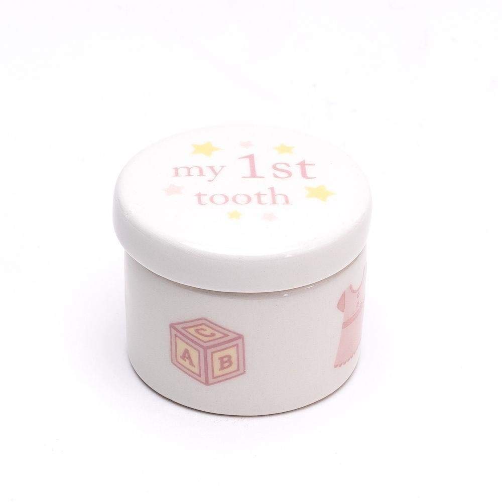 Widdop & Co. Ceramic Piggy Bank Tooth & Curl Set - Pink CG1824