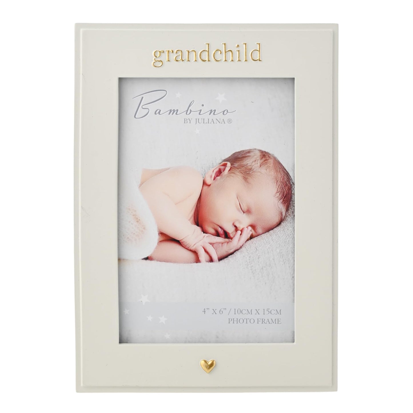 Bambino by Juliana White Vertical Horizontal Picture Photo Frame 4" x 6" 'Grandchild'. Gift and Display Frame Celebrating New Born Babies, Christening & Baby Shower.