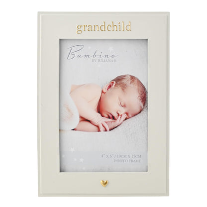 Bambino by Juliana White Vertical Horizontal Picture Photo Frame 4" x 6" 'Grandchild'. Gift and Display Frame Celebrating New Born Babies, Christening & Baby Shower.