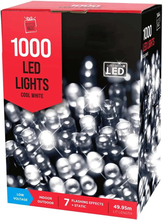 Festive Magic 1000 White LED Lights