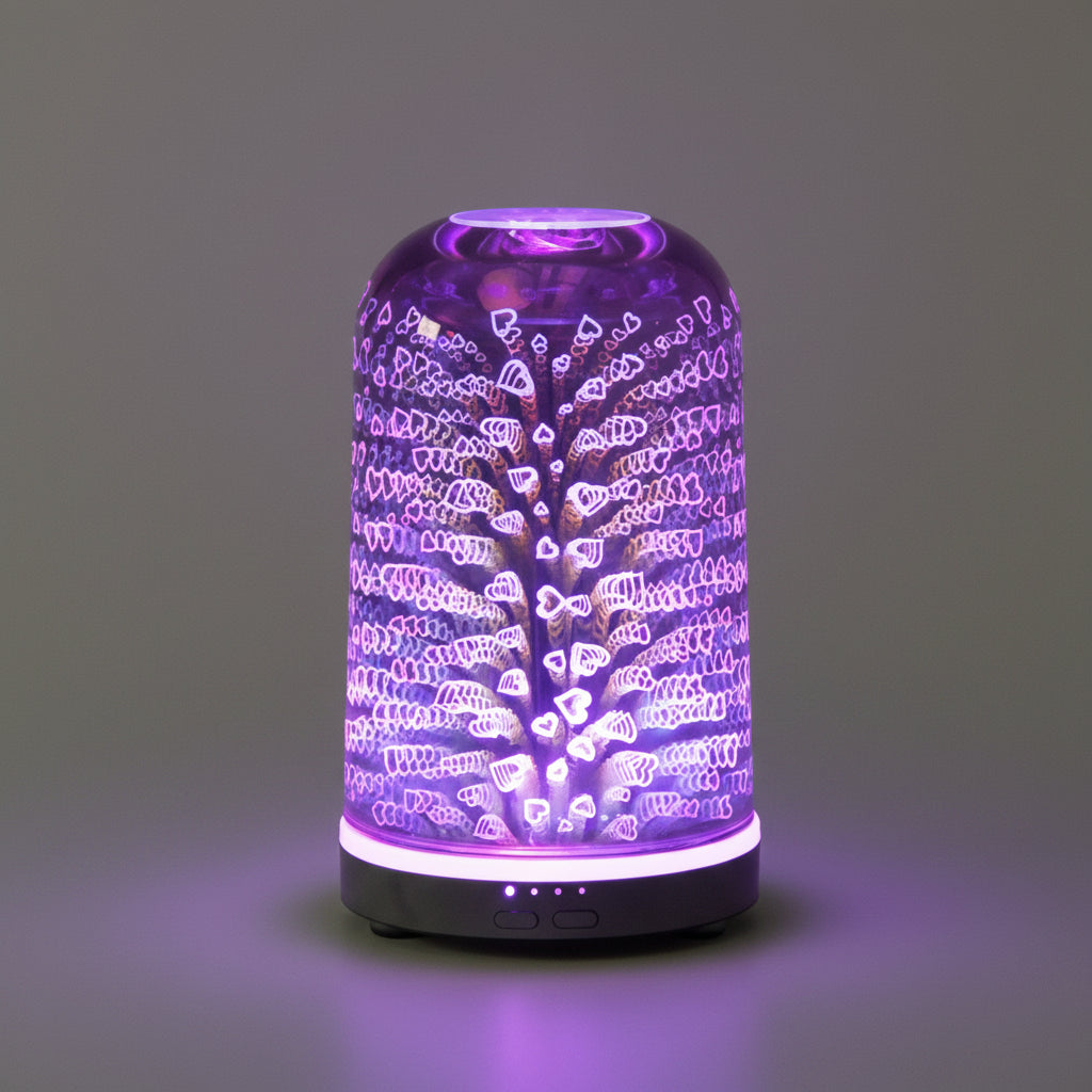 Desire Aroma Colour Changing 3D HEARTS Cylinder Shape Humidifier