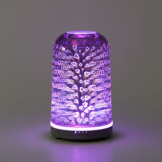 Desire Aroma Colour Changing 3D HEARTS Cylinder Shape Humidifier