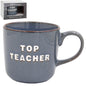 Lesser & Pavey Just Saying Top Teacher Mug Blue/Grey | Appreciation Coffee Mug Gift | Large Tea & Coffee Cup | Thank You Teacher Present | Bone China Everyday Drinkware