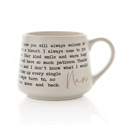 Widdop and Co Stoneware Mug with Sentiment Wording - Nan