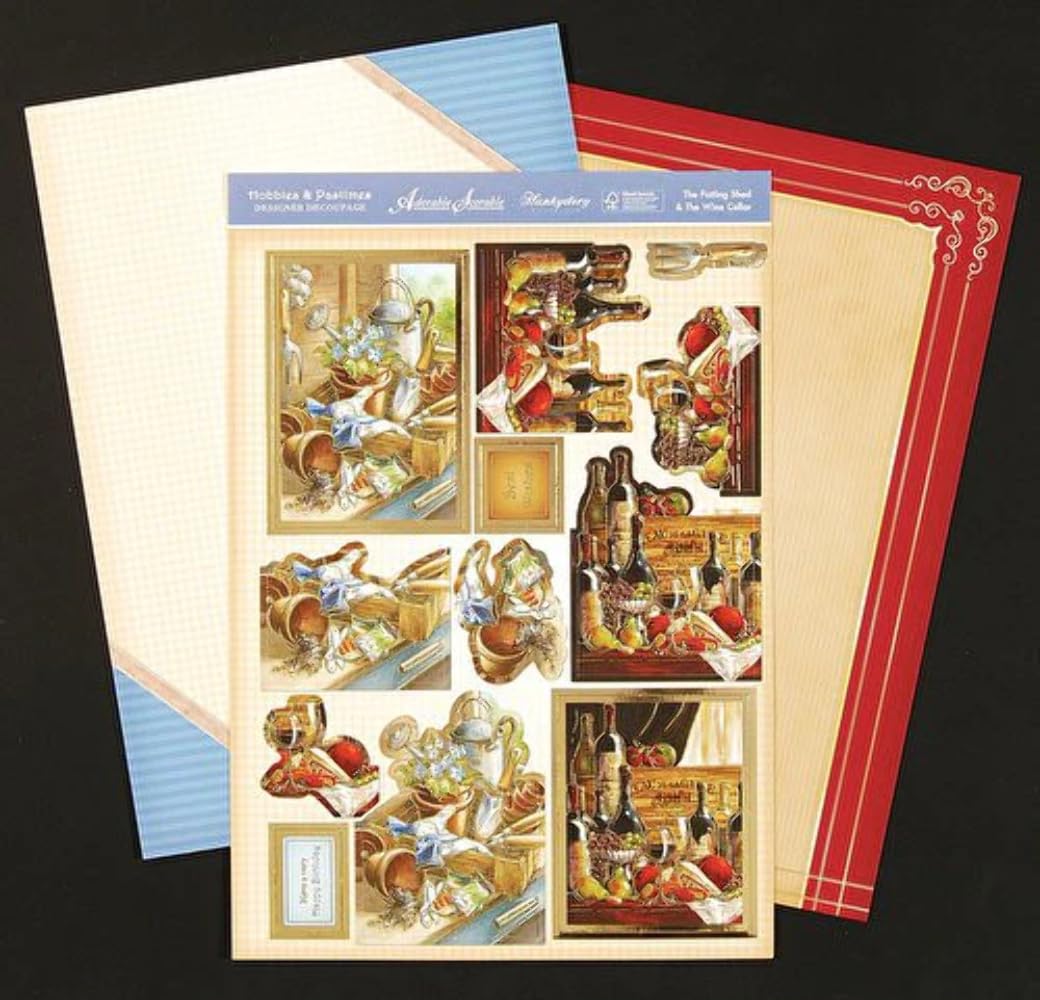 hunkydory designer decoupage hobies the potting shed & wine cellar