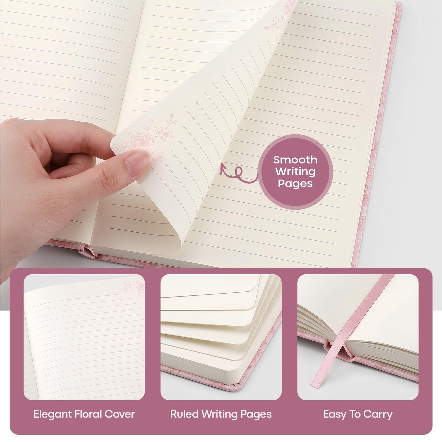 Lesser & Pavey Madelaine by Hearts Design Madelain Mothers Day Notebook for Home, Office & Travel | Compact Note Book for Daily Use | Elegant Notebook Stationery Gift for Professionals & Students