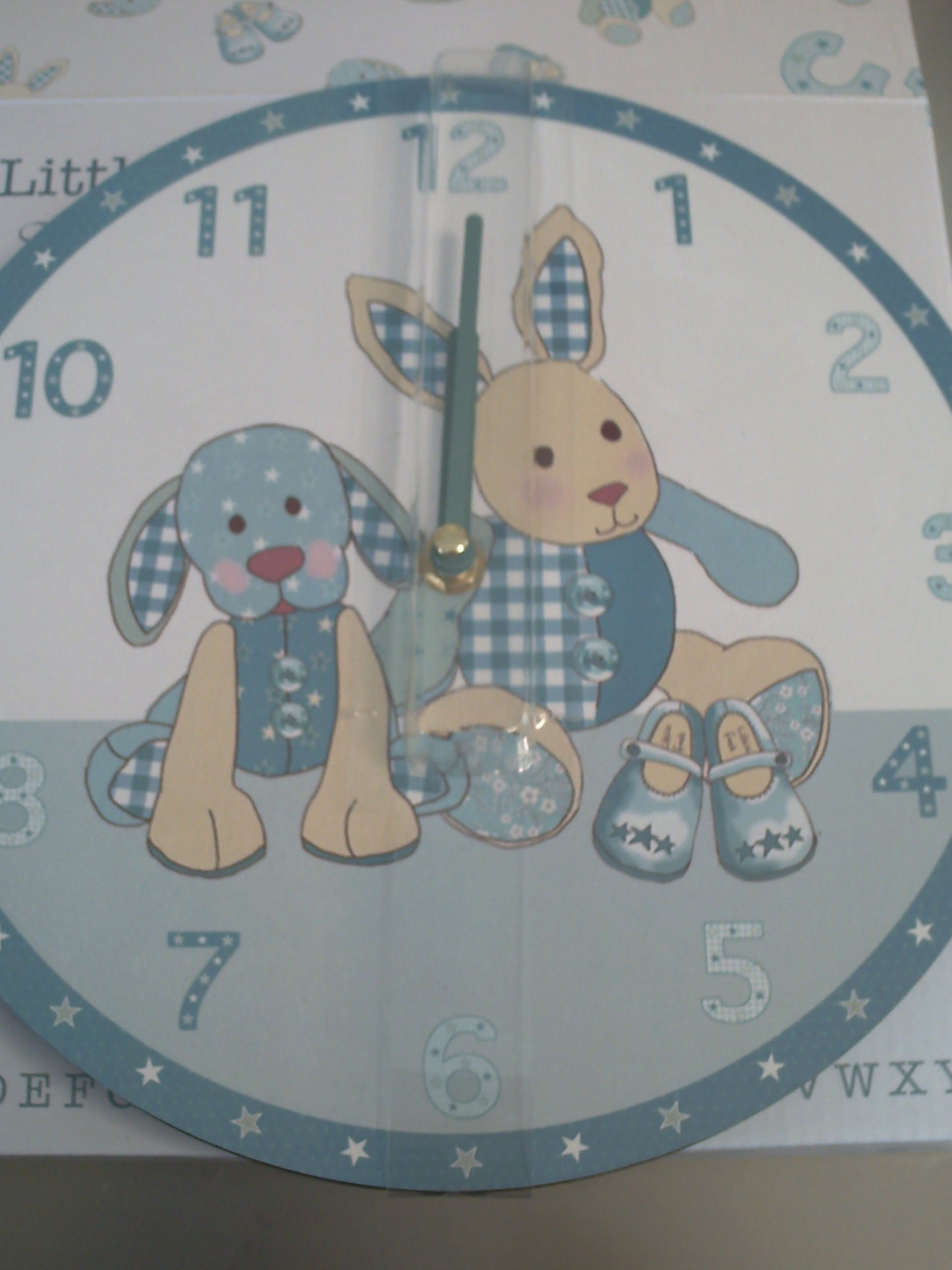 Little Feet Boys Blue Bedroom Wall Clock With Gift Box - Part of A Great Range Of Nursery Gifts