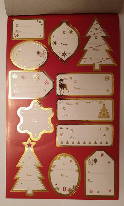 Christmas Traditional FOIL Stickers Gift Tags