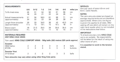 King Cole Aran Knitting Pattern - 6171 Boy's Sweater & Tank Top (2 Designs)