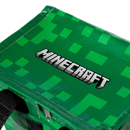 Puckator Cool Lunch Bag with Minecraft Creeper Design Made Out of Recycled Plastic Bottles - Insulated Lunch Bag for Women Men Children - Lunch Box Bag for Work & School - Beach Picnic Accessories