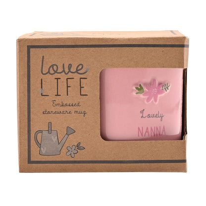 Celebrations - Love Life - 'Nanna' Grandmother/Grandma Family Birthday Celebration Ceramic Mug - Kitchen Gifting and Homeware for Tea, Coffee & Hot Drinks - 330ml / 11.15oz.