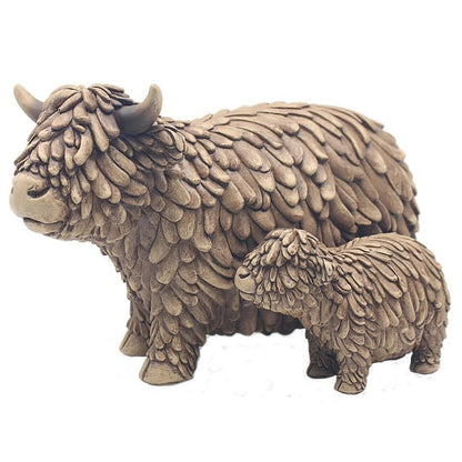Lesser & Pavey Hughie Highland Cow & Calf Ornaments For Gift | Lovely Highland Cow Gifts For Home and Office Decoration | From The Leonardo Collection Animal Ornaments Range -LP72937