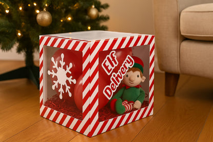 Eurowrap Elf Arrival Christmas Balloon Box Xmas Decoration Christmas Eve Includes 4 Balloons and 6 Adhesive Stickers