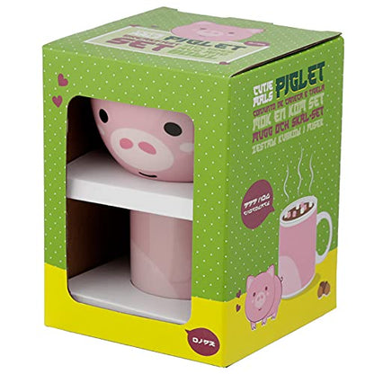 Puckator Porcelain Pig Children's 2 Piece Mug & Bowl, Breakfast Lunch Dinner Set, Home Kitchen, Multicolour, Bowl 300ml 8x11x11cm Mug 200ml 7.5x9.5x6.5cm, Food Dishwasher & Microwave Safe