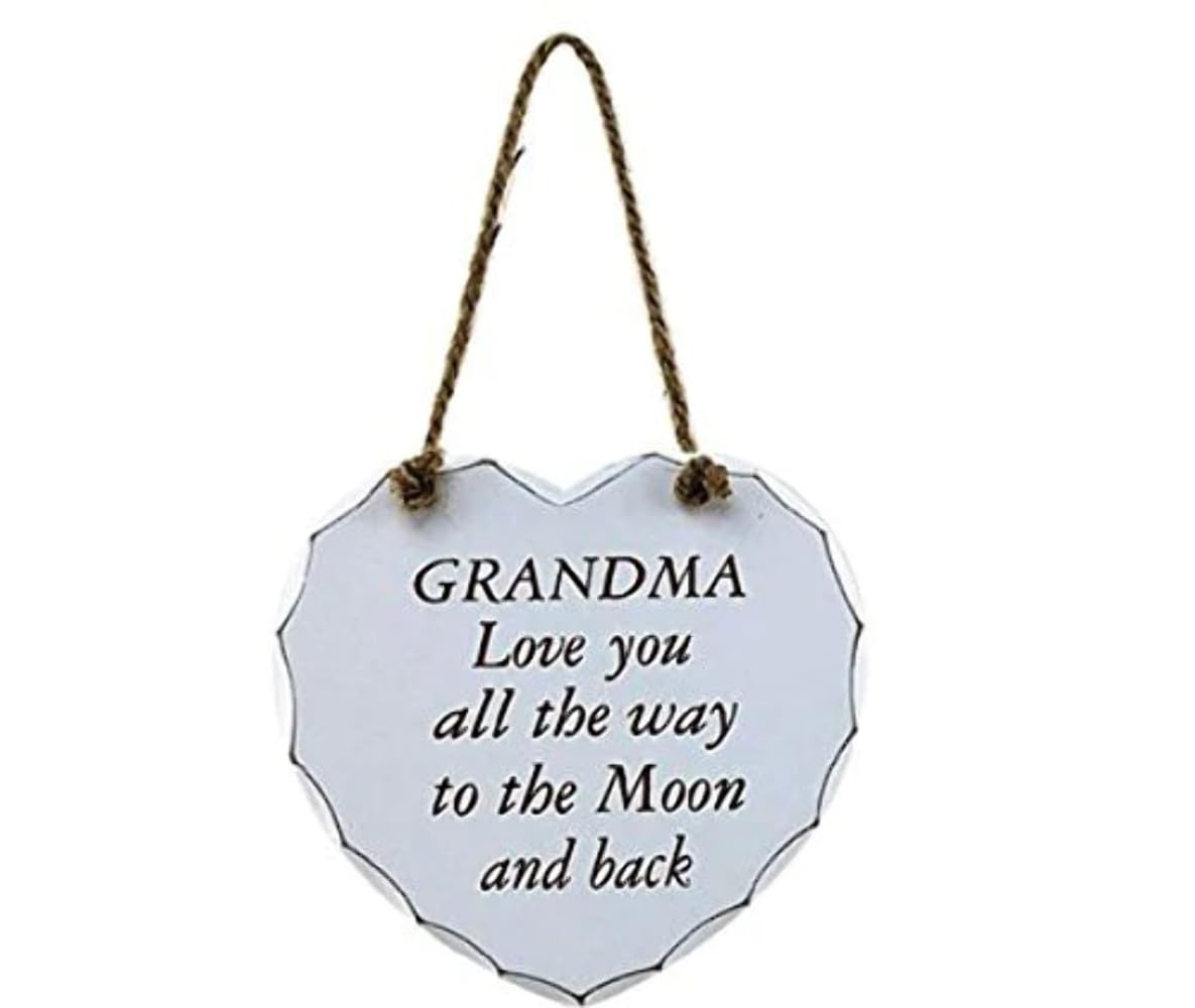 White Heart Plaque - Grandma To The Moon and Back
