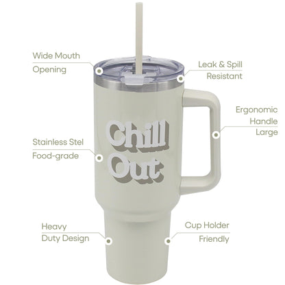 The Leonardo Collection Chill Out Double Walled Stainless Steel Drinks Cup 1200ml for Kitchen | Lovely Coffee Cup Set for Home & Office | Coffee & Tea Cups for Enjoying Hot Drinks