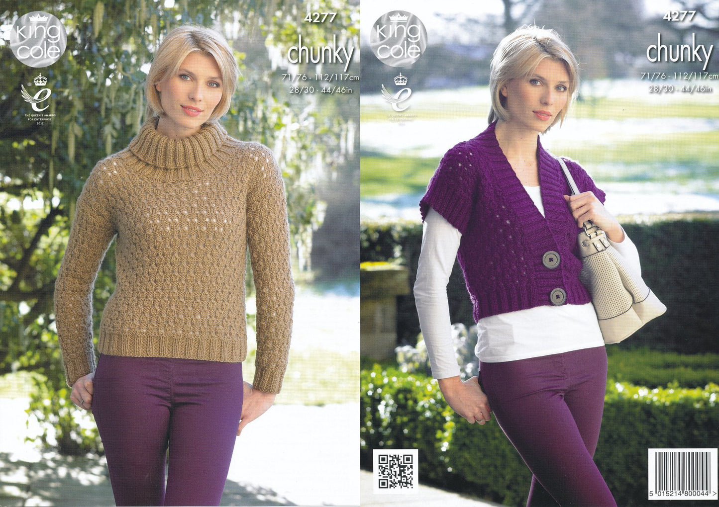 King Cole Ladies Magnum Chunky Knitting Pattern Womens Ribbed Polo Neck Sweater & Waistcoat (4277)