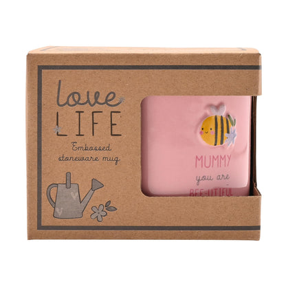 Celebrations - Love Life - 'Mummy You are Bee-Utiful' Mother's Day Ceramic Mug - Kitchen Gifting and Homeware for Tea, Coffee & Hot Drinks - 330ml / 11.15oz.