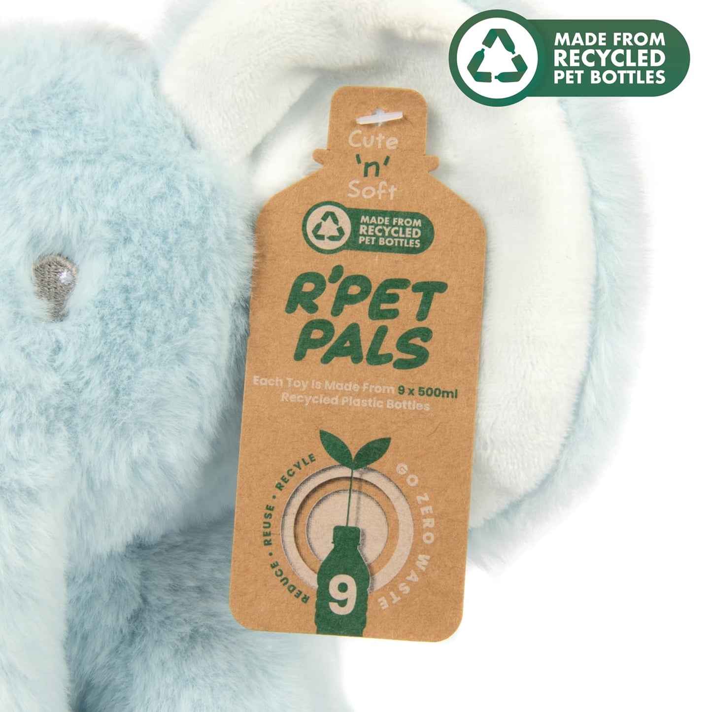 L & P Home & Gifts Lesser & Pavey R pet pals Nelly elephant blue Teddy Bear For Kids | Made Up of Recycled Bottles | Stuffed Animal Soft Toys | Ideal For Birthday or Baby Gift