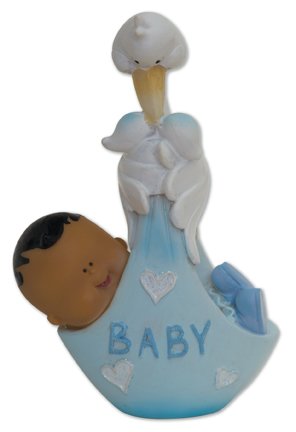 Character Black Baby In Stork Carrier - Blue