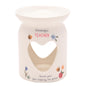 Love Life - Wax Melt Ceramic White Burner - Teacher - End of School, Holiday & Birthday Gifting & Homeware - Floral & Bee Detailing - H: 11cm x W: 8cm.