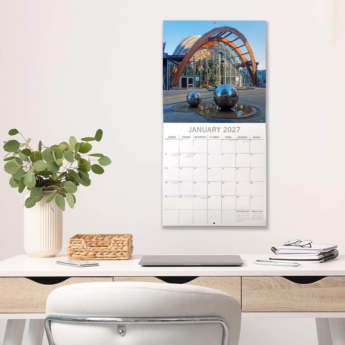 TGSC | Sheffield 2026-2027 Calendar, 16-Month Square Wall Calendar (Sept 2026-Dec 2027), UK Planner with City Photography, Home or Office Organiser | 30 x 30 cm