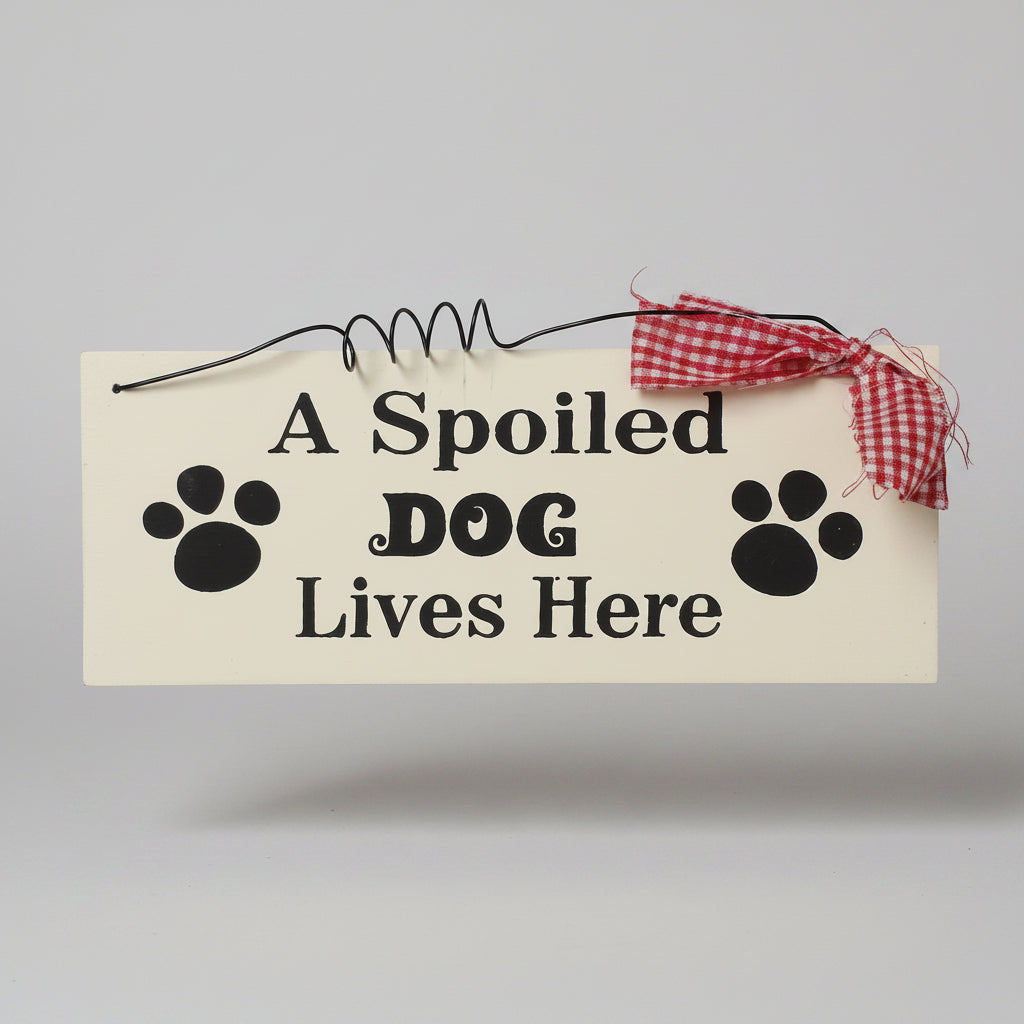 Small Wooden Sign Decoration with Red Gingham Ribbon and Wire