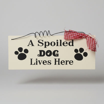 Small Wooden Sign Decoration with Red Gingham Ribbon and Wire