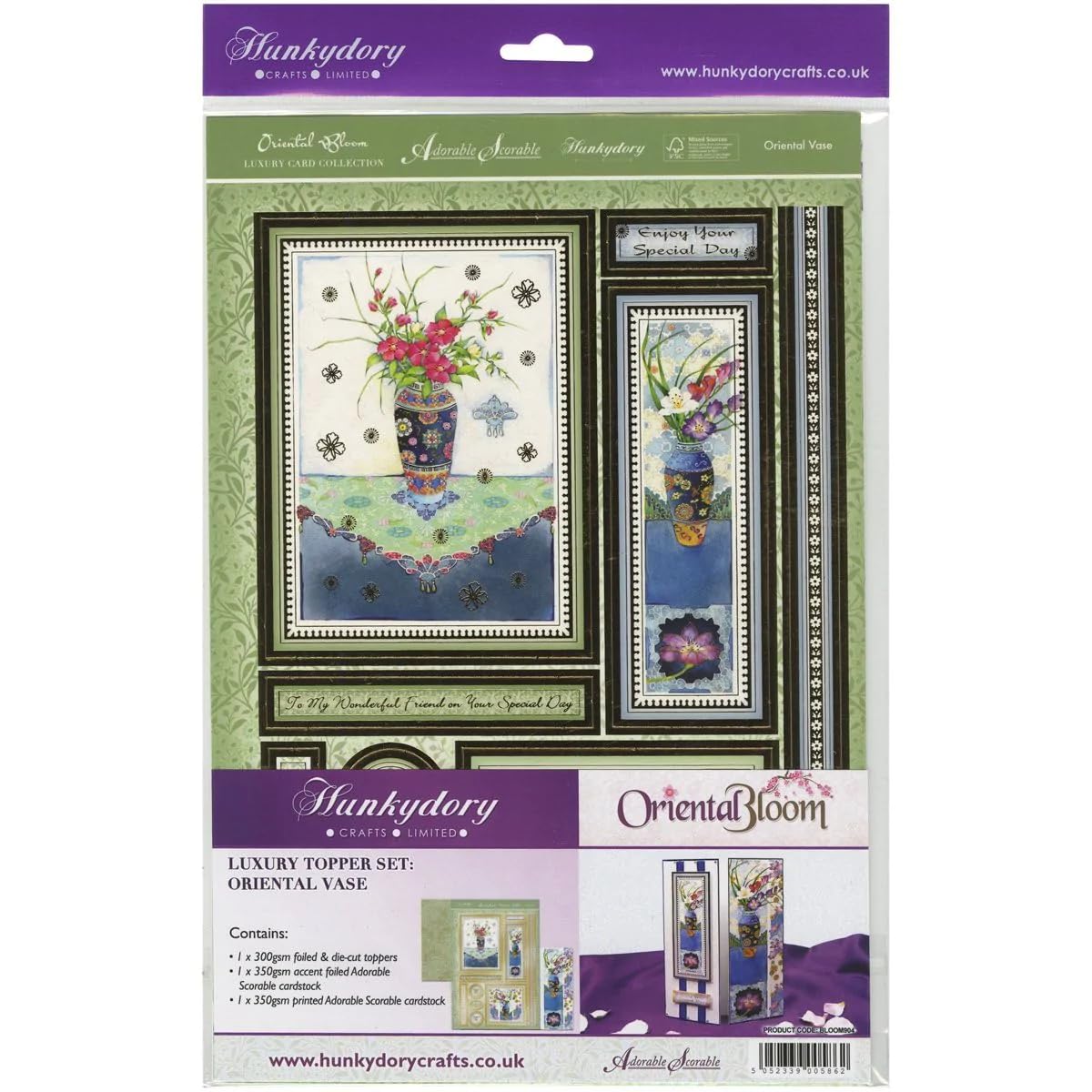 HunkyDory Crafts Oriental Bloom A4-Oriental Vase Luxury Topper Set