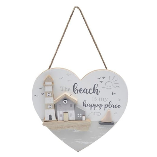 Lesser & Pavey Happy Place Beach Plaque for Gift & Decor | Ideal Signs & Plaque Birthday Gifts for Women & Men | Designed By Love and Affection | Lovely Plaques for Home & Office