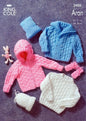 King Cole Knitting Pattern 2905 : Baby/Toddler Aran Sweater, Jackets, Mitts and Hat (14-24in)