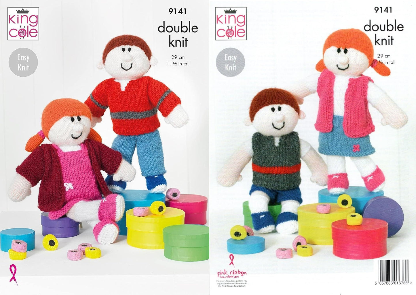 King Cole 9141 Knitting Pattern Rag Dolls Toys in Big Value DK