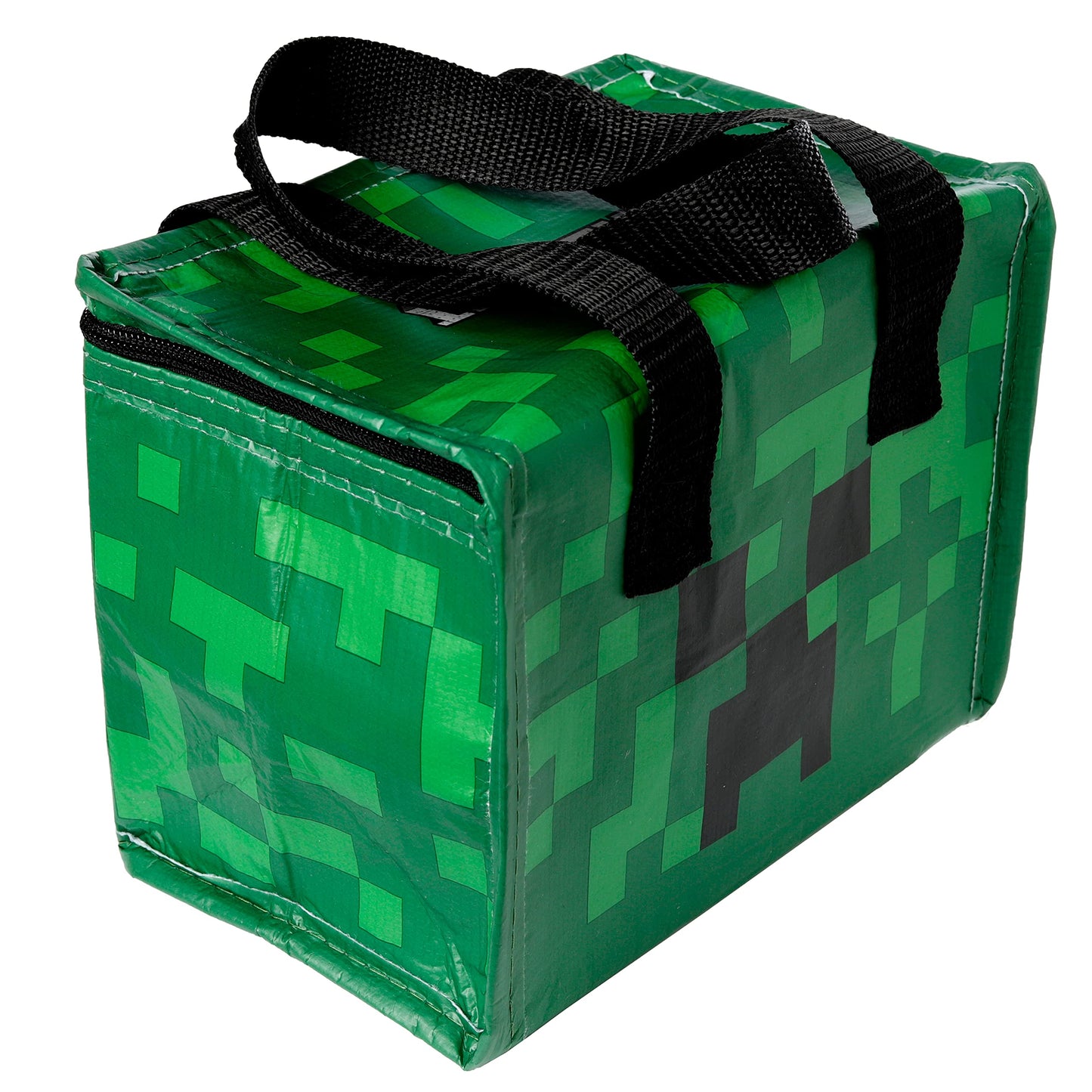 Puckator Cool Lunch Bag with Minecraft Creeper Design Made Out of Recycled Plastic Bottles - Insulated Lunch Bag for Women Men Children - Lunch Box Bag for Work & School - Beach Picnic Accessories