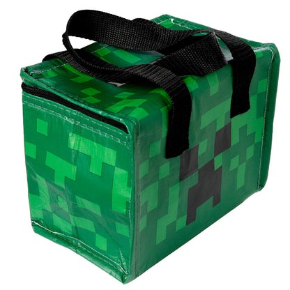 Puckator Cool Lunch Bag with Minecraft Creeper Design Made Out of Recycled Plastic Bottles - Insulated Lunch Bag for Women Men Children - Lunch Box Bag for Work & School - Beach Picnic Accessories