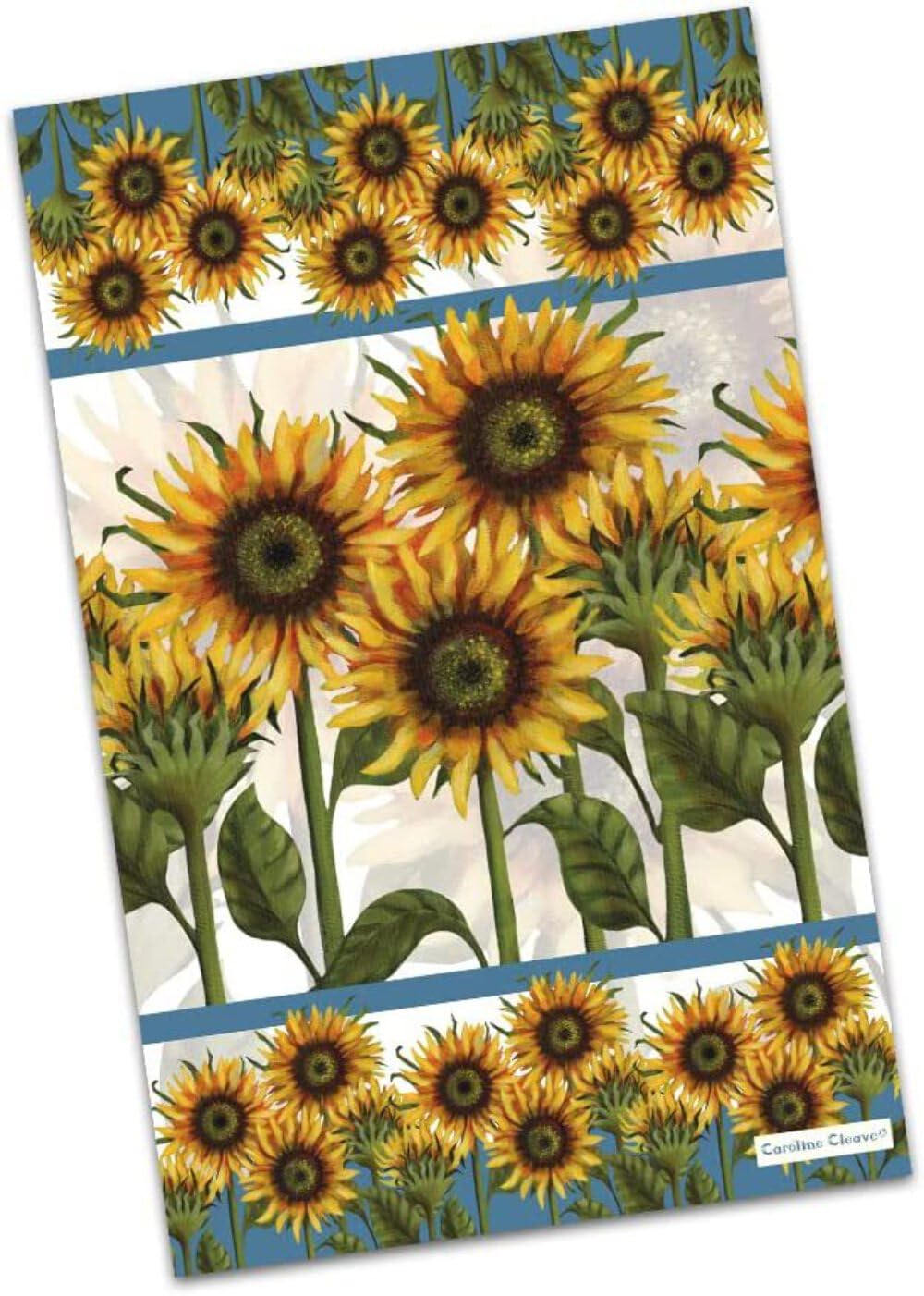 Caroline Cleave Sunflowers Cotton Tea Towel Printed in the UK
