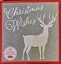 BOX OF 10 LUXURY CHRISTMAS CARDS 'CHRISTMAS WISHES' SILVER GLITTER RAINDEER STAG