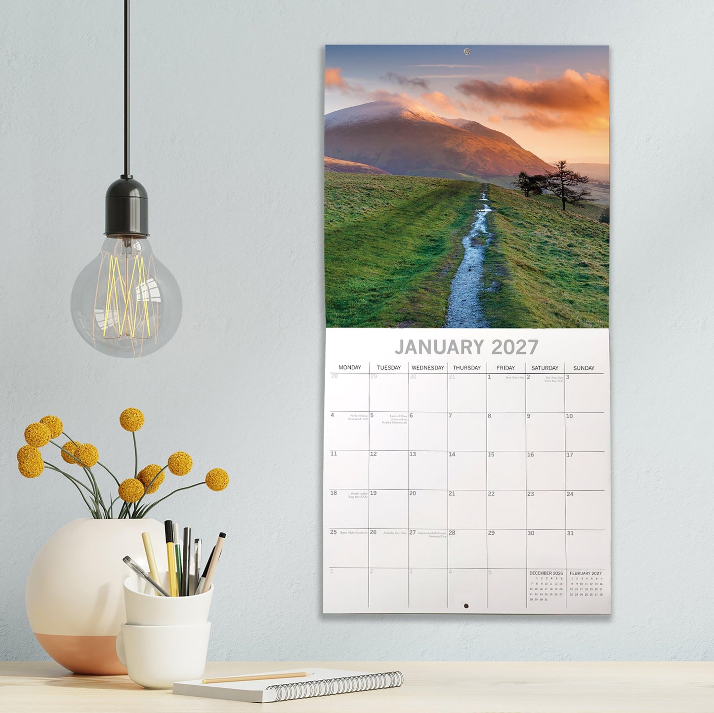 TGSC | Lake District 2026-2027 Calendar, 16-Month Square Wall Calendar (Sept 2026-Dec 2027), UK Planner with Lake Photography, Home or Office Organiser | 30 x 30 cm