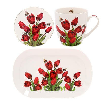 Lesser & Pavey Bee-Tanical Floral Mug & Coaster Set - Bergamot, Tulip, Thistle, Magnolia Designs