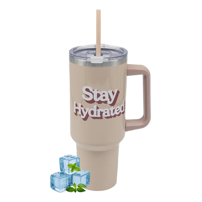 The Leonardo Collection Stay Hydrated Double Walled Stainless Steel Drink Cup 1200ml for Kitchen | Lovely Coffee Cup Set for Home & Office | Coffee & Tea Cups for Enjoying Hot Drinks