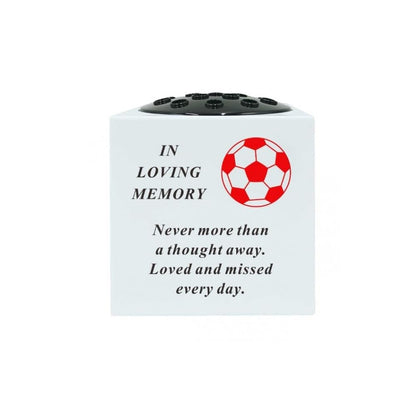 Memorial Black and White Plastic Football Rose Bowl Vase Pot with Black Lid David Fischhoff