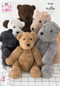 King Cole Truffle Knitting Pattern to knit Small or Large Teddy Bear Toy (9134)