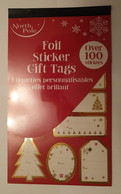 Christmas Traditional FOIL Stickers Gift Tags