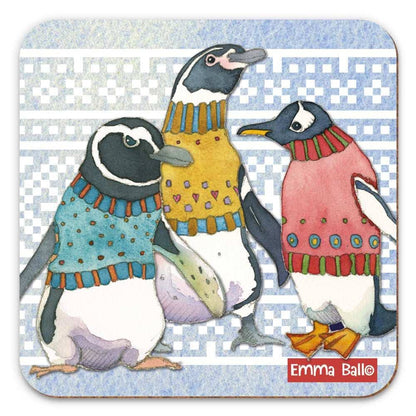 penguins in jumpers Assorted Coasters (Set Of 4) Emma Ball