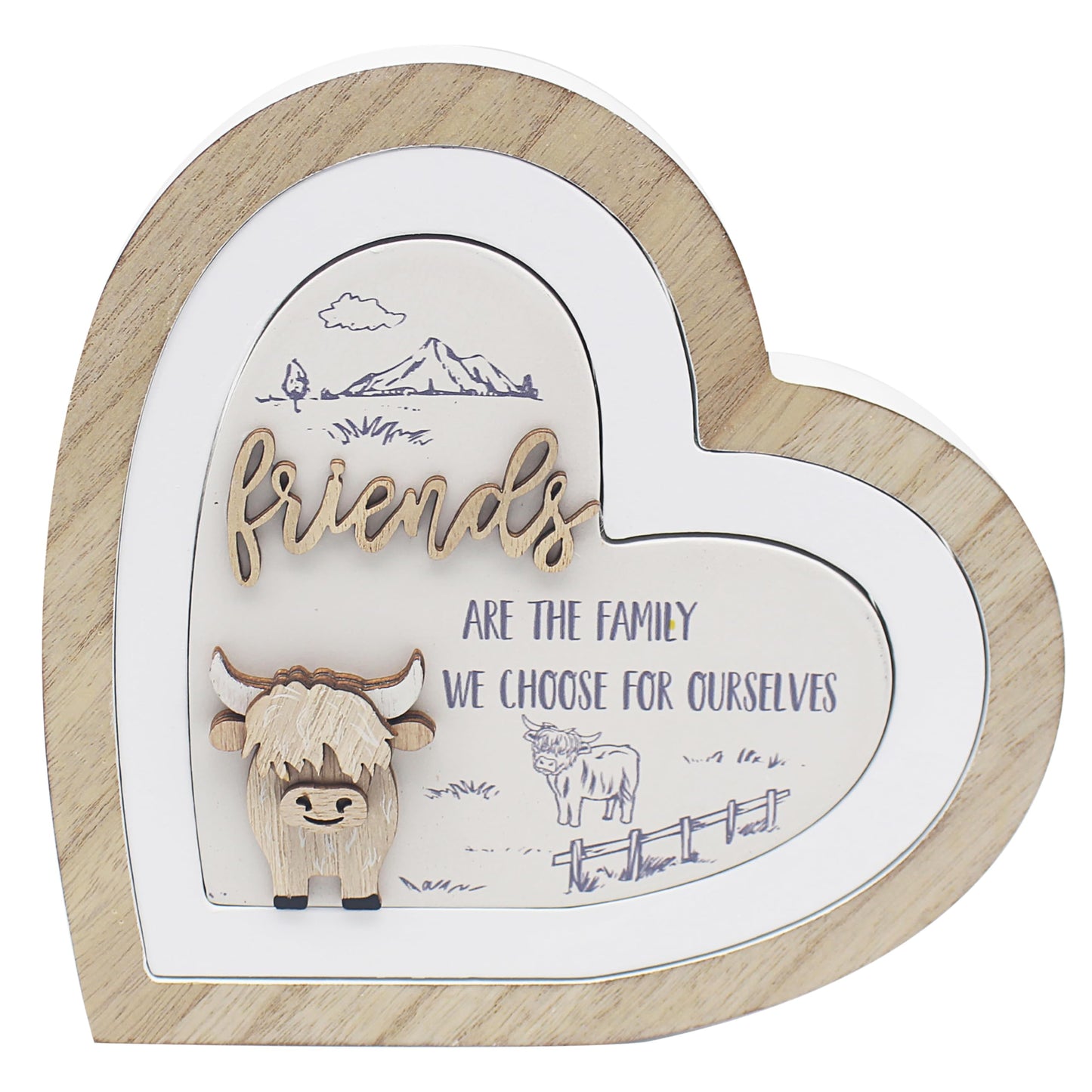 Lesser & Pavey Love & Affection Highland Cow Wooden Plaque