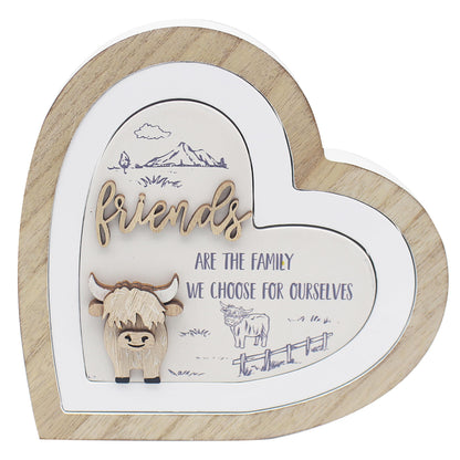 Lesser & Pavey Love & Affection Highland Cow Wooden Plaque