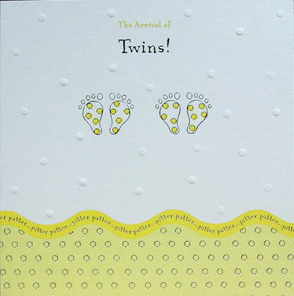 10 Prelude Yellow and White Arrival of Twins Announcement Cards