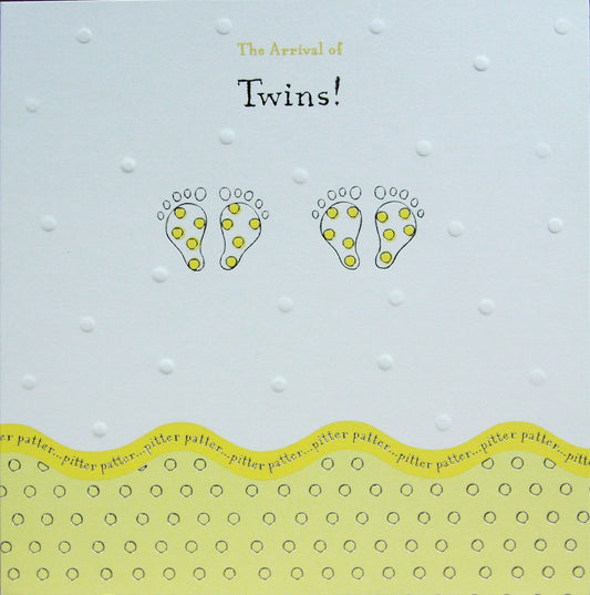 10 Prelude Yellow and White Arrival of Twins Announcement Cards
