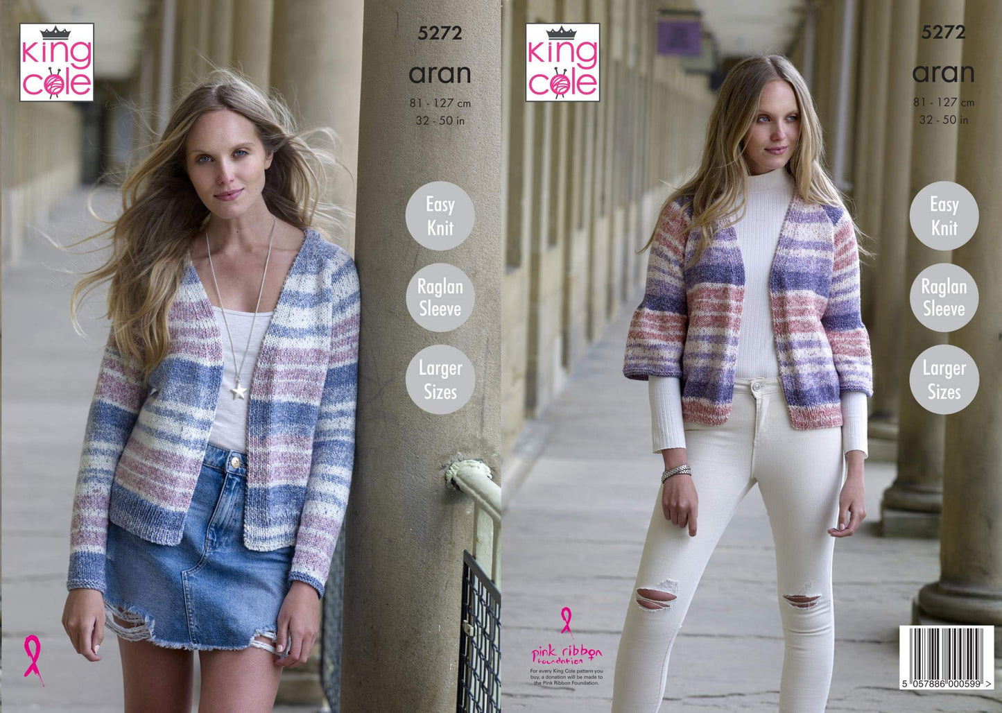 King Cole 5272 Knitting Pattern Womens Easy Knit Raglan Cardigans in Drifter Aran