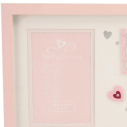 Talking Pictures 4"x6" Photo Frame for BABY GIRL 3D Letters and Sequins Finish